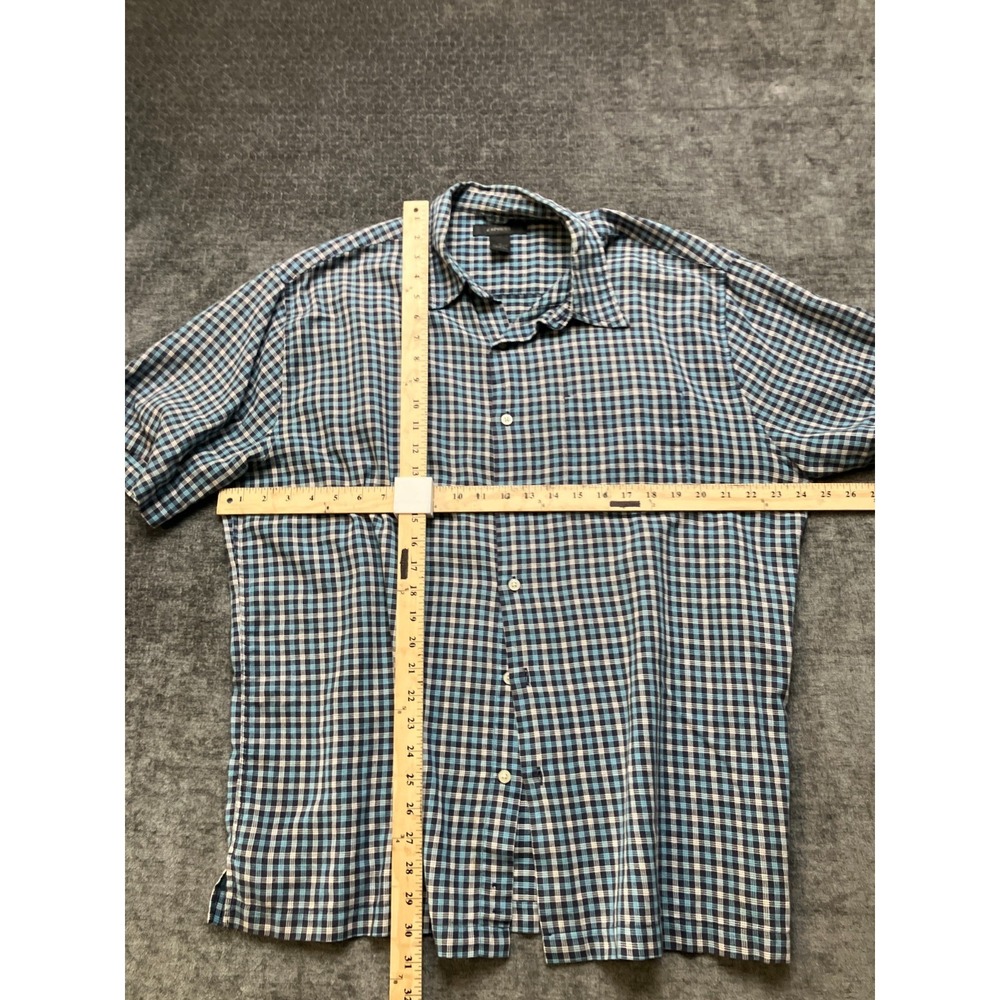 Express Casual Shirt Mens XL Multicolor Plaid Regular Fit Short Sleeve Button Up - Picture 3 of 7